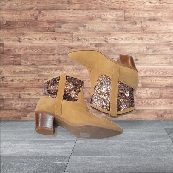 New DOLCE VITA Shreya Glitter Suede Cowboy Boots SZ 7 - Picture 2 of 8